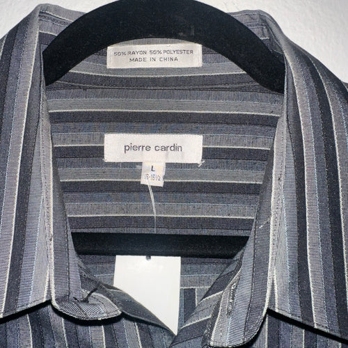 Pierre Cardin Long Sleeve Grey and Black Pinstripe Button Down Shirt