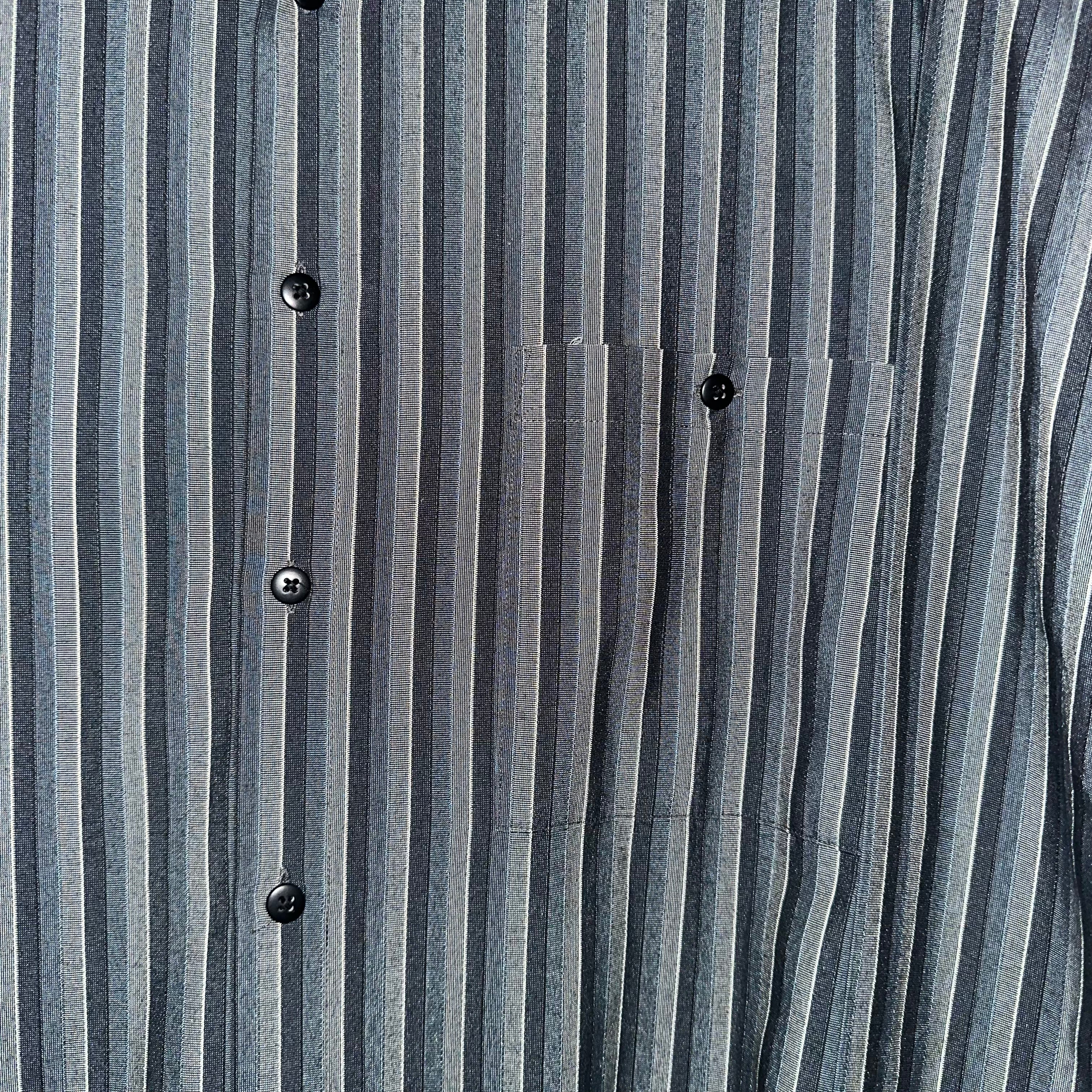 Pierre Cardin Long Sleeve Grey and Black Pinstripe Button Down Shirt