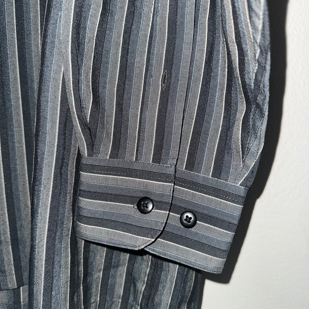 Pierre Cardin Long Sleeve Grey and Black Pinstripe Button Down Shirt
