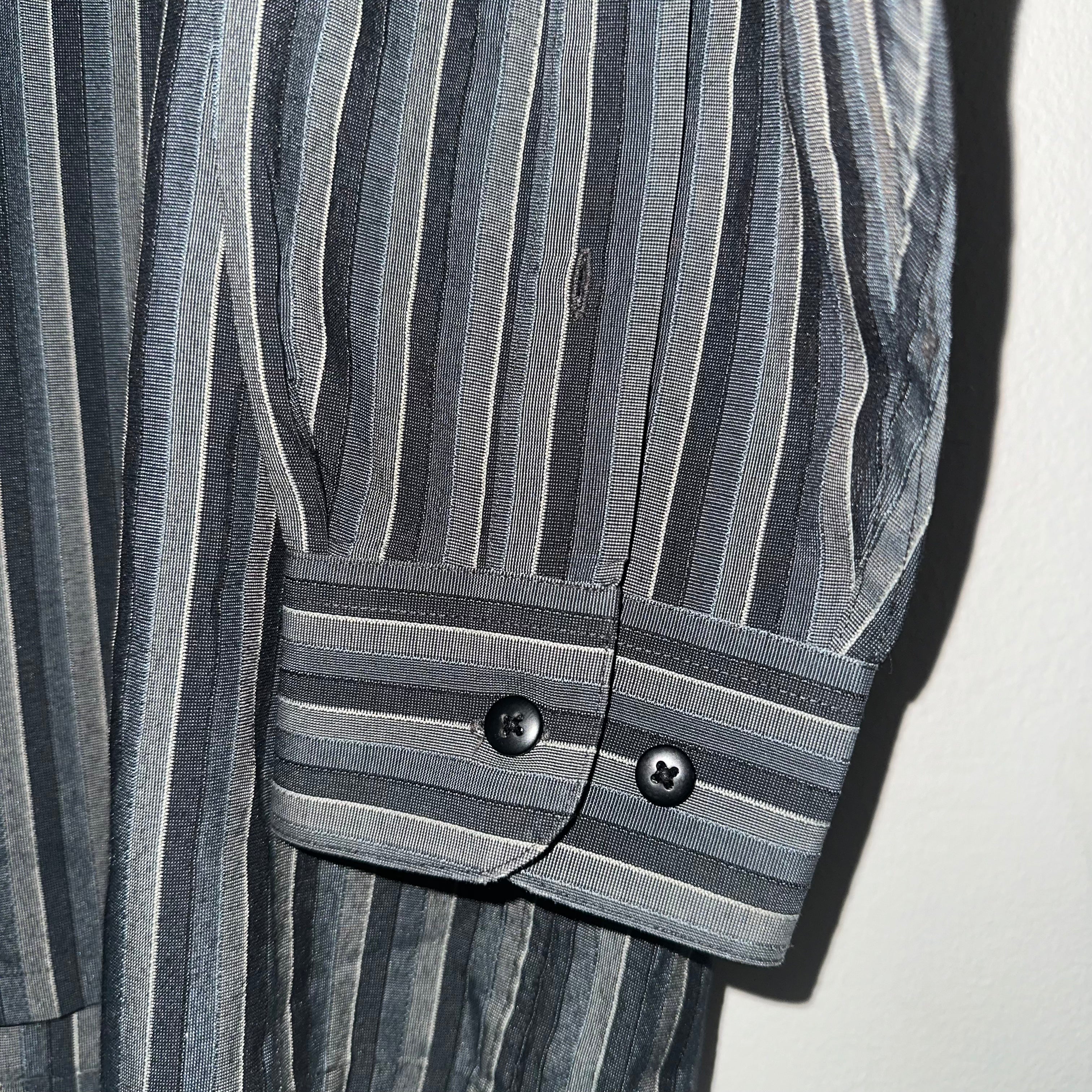 Pierre Cardin Long Sleeve Grey and Black Pinstripe Button Down Shirt