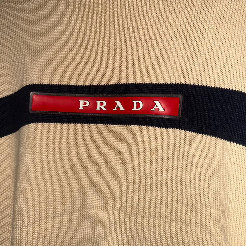 Prada Sport F/W 2002 Beige Big Logo Sweater