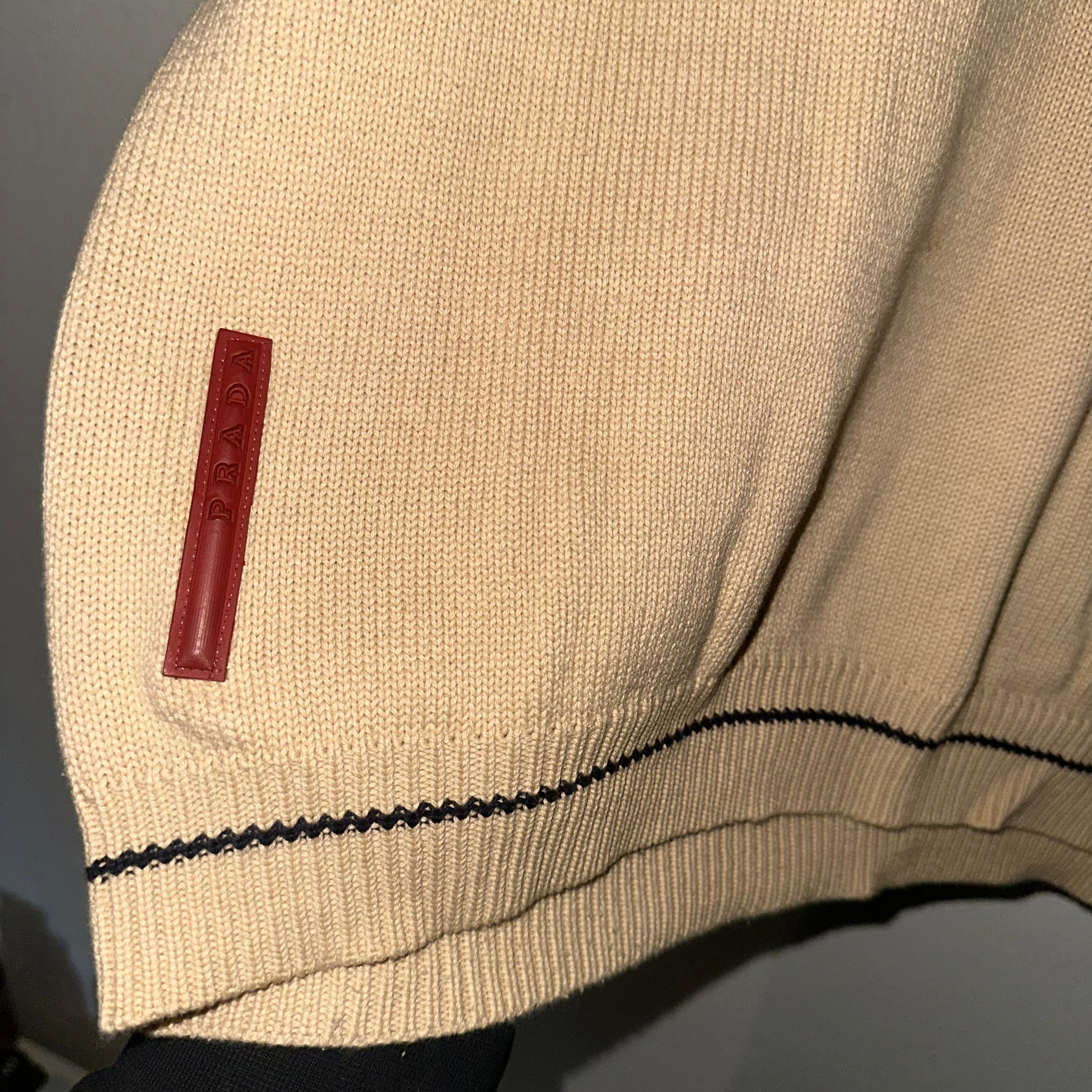 Prada Sport F/W 2002 Beige Big Logo Sweater