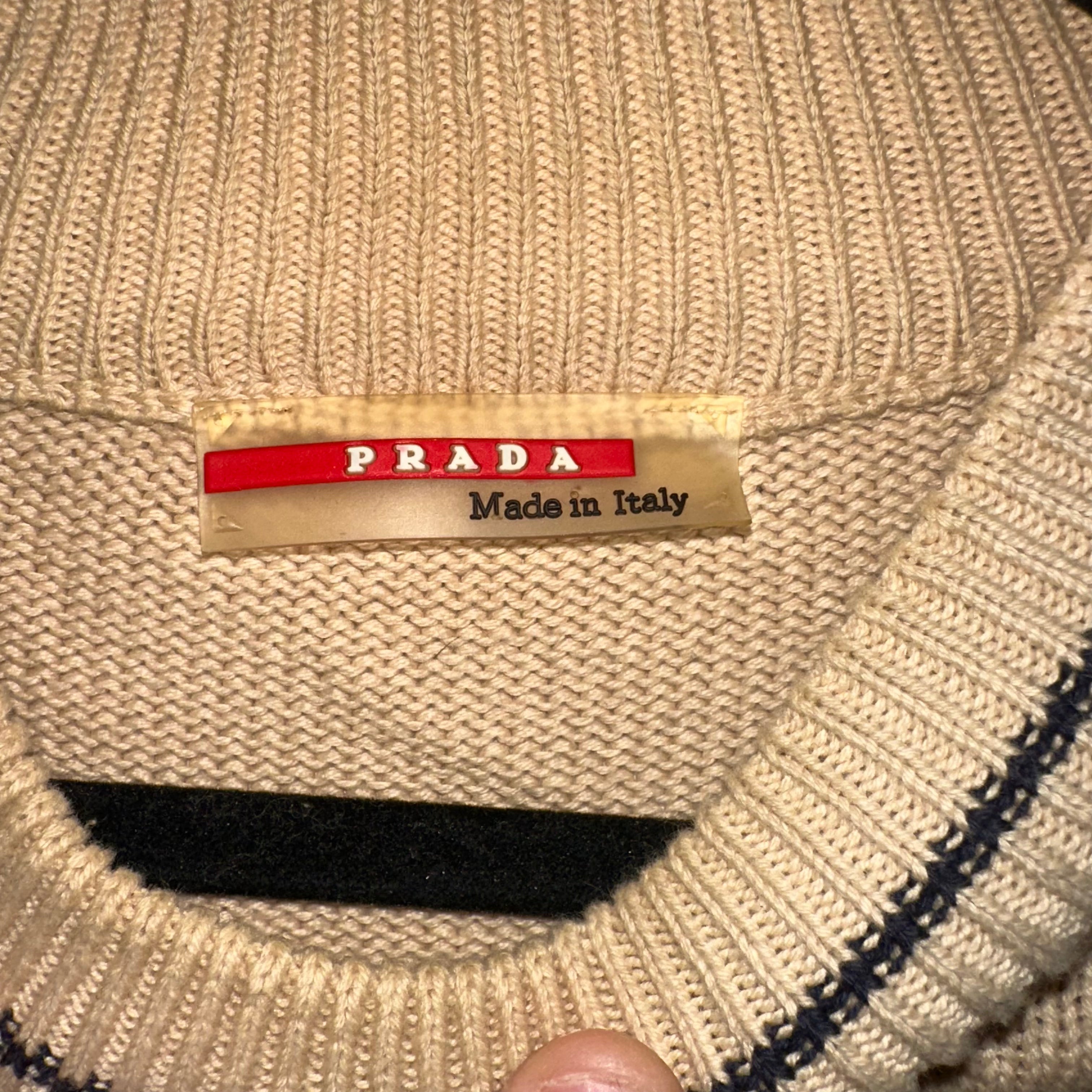 Prada Sport F/W 2002 Beige Big Logo Sweater